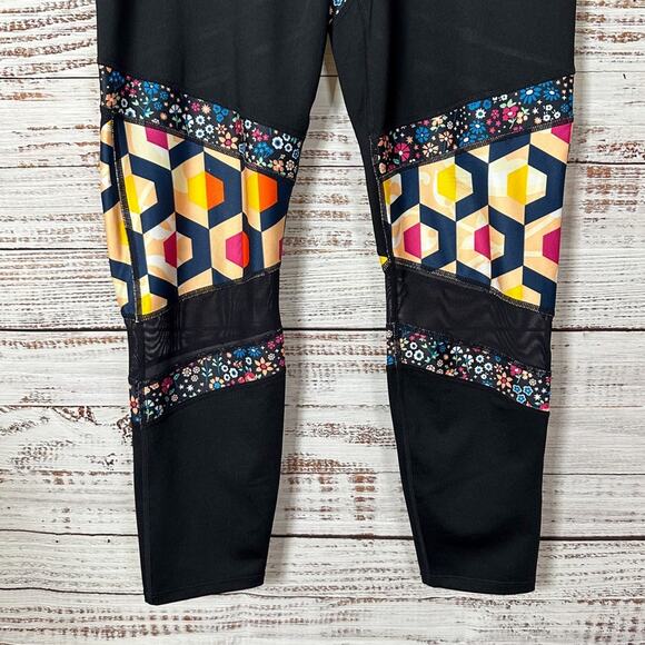 Joy Lab Women’s Black Geometric Floral Activewear Leggings, EUC, Size Large - Picture 3 of 10